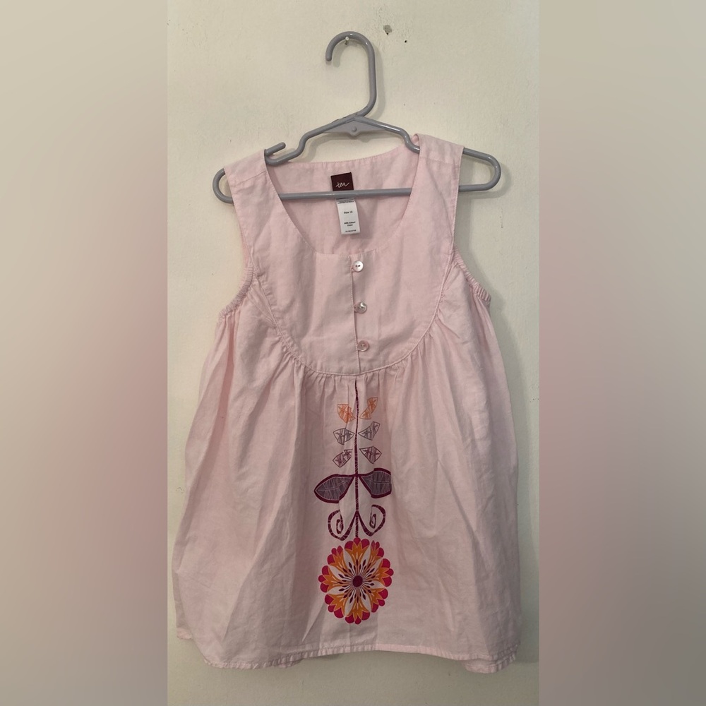 Tea pink embroidered tunic dress/shirt